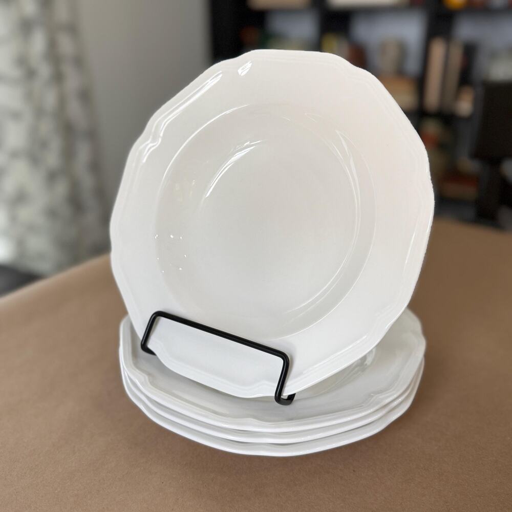 Mikasa Ultima+ Antique White Bowls Set of 4 | Scalloped Fine China (8.5”)